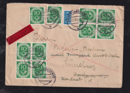 BRD Bund 1953 Posthorn 10x 10Pf EXPRESS Brief ESSEN BREDENEY X LÜNEBURG 2x 4er Block - Briefe U. Dokumente