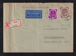 BRD Bund 1953 Posthorn 60Pf + 5Pf Einschreiben Luftpost Brief MELLE X BERLIN - Brieven En Documenten