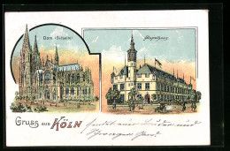 Lithographie Köln, Dom, Stapelhaus  - Koeln