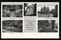 AK Tiefenbrunn B. Göttingen, Niedersächsisches Landeskrankenhaus, Rosenvilla, Pavillon, Sonnenbad  - Goettingen