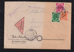 BRD Bund 1954 Posthorn 20Pf + 10Pf + 6Pf Nachnahme Drucksache NORTHEIM X LINDAU - Briefe U. Dokumente