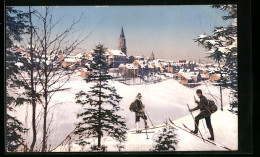 AK Johanngeorgenstadt I. Erzgeb., Totale Mit Skiläufern Im Winter  - Johanngeorgenstadt