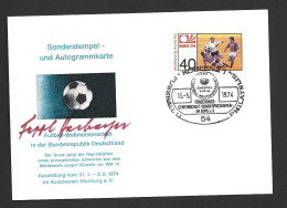 West Germany Soccer World Cup 1974 40 Pf Single FU On Cacheted Card , Signed Sepp Herberger , FDI Cancel - 1974 – West-Duitsland