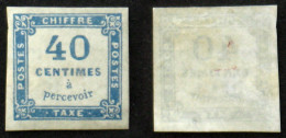 N° TAXE 7 40c Bleu Neuf Regommé TB Cote 600€ - 1859-1959 Nuovi