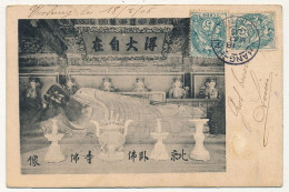CPA - CHINE - (The Sleeping Buddha Tenpla) - Affr 5c Blanc X2 Cad Shang-Hai Chine 18/5/1906 - China