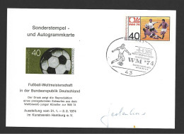West Germany Soccer World Cup 1974 40 Pf Single FU On Cacheted Card , Signed Franz Beckenbauer - 1974 – West-Duitsland