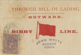 NAVIGATION 1904 GRAND CONNAISSEMENT BILL OF LADING Bibby Line De Genoa Pour Rangoon Ex Birmanie Vin Blanc V.HISTORIQUE - Spain