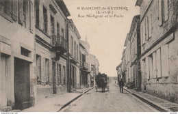 A12-47) MIRAMONT DE GUYENNE (LOT ET GARONNE)  RUE MARTIGNAC ET LA POSTE - (ANIMEE  - ATTELAGE CHEVAL  - 2 SCANS) - Autres & Non Classés