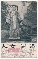 CPA - CHINE - Jeune Femme Mantchoue - Affr. 4c Dragon (Chinese Imperial Post) Shanghai - 1er Mars 1906 - China
