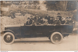 A5- 65) CARTE PHOTO - GARAGE FRANCO - BELGE DEPART POUR GAVARNIE - AUTOCAR TOURISTES - EXCURSION - 2 SCANS)  - Gavarnie