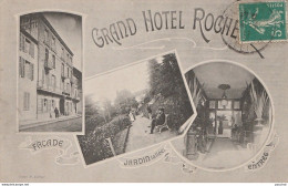 A4- 03) NERIS LES BAINS (ALLIER)à GRAND HÔTEL ROCHETTE - FACADE - JARDIN (ALLEE) - ENTREE - Neris Les Bains