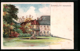 Lithographie Bayreuth, Hofgarten Mit Brunnen  - Bayreuth