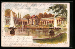 Lithographie Bayreuth, Eremitage, Sonnentempel  - Bayreuth