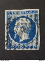 FRANCE FRANCIA 1860 NAPOLEON 20 CENT BLUE AZURE CAT. YVERT N.14A OBLITERE 1 Abbeville - 1862 Napoléon III