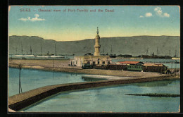 CPA Suez, General View Of Port-Tewfik An The Canal  - Autres & Non Classés