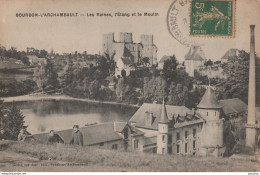 B18- 03) BOURBON-L'ARCHAMBAULT (ALLIER)  LES RUINES , L'ETANG ET LE MOULIN - (PETITE ANIMATION) - Bourbon L'Archambault