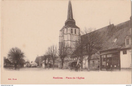 B17-80) ROSIERES EN SANTERRE (SOMME) PLACE DE L' EGLISE  - (ANIMEE - ATTELAGE CHEVAL - 2 SCANS) - Rosieres En Santerre