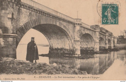 B5- 64) HENDAYE - LE PONT INTERNATIONAL VUE PRISE DE L 'ESPAGNE - (ANIMEE - MILITAIRE) - Hendaye