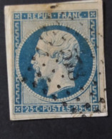 FRANCE FRANCIA 1852 NAPOLEON 25 CENT BLUE AZURE CAT. YVERT N.10 OBLITERE 578 Bourgneuf-en-Retz FRAGMANT - 1862 Napoléon III
