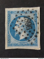 FRANCE FRANCIA 1860 NAPOLEON 20 CENT BLUE AZURE CAT. YVERT N.14A TYPE 1 OBLITERE Jugon-les-Lacs FRAGMANT - 1862 Napoléon III.