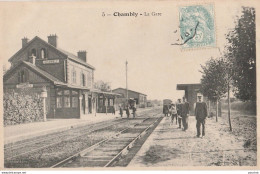 C16-60) CHAMBLY (OISE) LA GARE - ANIMEE - PERSONNAGES - 1906  - Autres & Non Classés