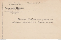 C15-47) VILLENEUVE LOT - A LA GERBE D' OR - CAILLAVET - BONIN - BIJOUTERIE , JOAILLER , ORFEVRES , BRONZES - ( 2 SCANS ) - Villeneuve Sur Lot