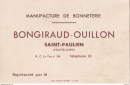C15-42) SAINT PAULIEN (HAUTE LOIRE) BONGIRAUD - OUILLON - MANUFACTURE DE BONNETERIE - Cartes De Visite