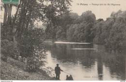 C14-78) POISSY - PAYSAGE PRIS DE L'ILE MIGNEAUX - PETITE ANIMATION - PECHEUR A LA LIGNE - 1915 - ( 2 SCANS ) - Poissy