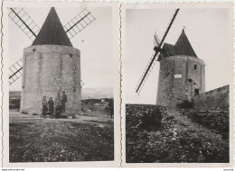 FONTVIELLE (BOUCHES DU RHONE) LE20/II/1937 - LE MOULIN A VENT DE DAUDET - ENSEMBLE DE 2 PHOTOS 8,6 X 6 - ( 2 SCANS ) - Orte