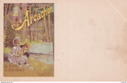 33) ARCACHON - AFFICHE CHEMIN DE FER D ORLEANS - ILLUSTRATEUR HUGO D ALESI - LA REINE DU SUD OUEST 1900 - 2 SCANS - Arcachon