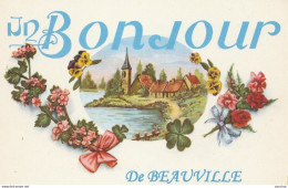 C19-47) BEAUVILLE - UNE BONJOUR DE BEAUVILLE - ( FLEURS AVEC PAYSAGE - 2 SCANS )  - Autres & Non Classés