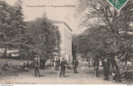 47) ENVIRONS D'AGEN - PROPRIETE DE VERONE - ( ELEVES DE L'ECOLE PRATIQUE DE COMMERCE - JEU DE CROQUET - 1908 - 2 SCANS)  - Agen