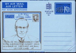 Guernesey Aérogr N** (108) Aerogramme Douglas William Gumbley 14p Postage Paid 6p - Guernesey