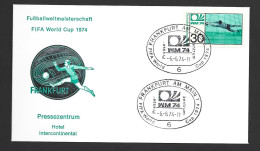 West Germany Soccer World Cup 1974 30 Pf Single FU On Illustrated Cover , Special Frankfurt 6/6/74 Cancel - 1974 – West Germany
