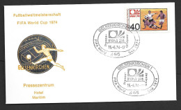 West Germany Soccer World Cup 1974 40 Pf Single FU On Illustrated Cover , Special Gelsenkirchen 15/6/74 Cancel - 1974 – Allemagne Fédérale