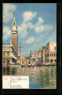 Artista-Cartolina Raffaele Tafuri: Venezia, Piazzeta Mit Turm  - Venezia (Venice)