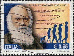 Italie Poste Obl Yv:3041 Mi:3280 Charles Darwin (Lign.Ondulées) - 2001-10: Gebraucht