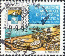 Italie Poste Obl Yv:1938 Mi:2206 Esposizione Mondiale Di Filatelica Genova 92 (TB Cachet Rond) - 1991-00: Used