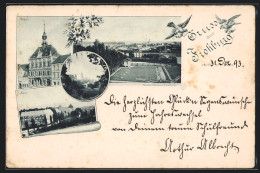 Vorläufer-AK Frohburg, 1893, Schloss, Rathaus, Gesamtansicht  - Autres & Non Classés