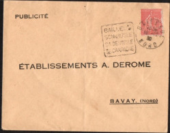 Daguin De BAILLEUL Sur Lettre Semeuse Perforé AD A.DEROME BAVAY - 1921-1960: Periodo Moderno