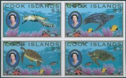 Cook Islands 2007 SG1526a Turtles QEII Block Of 4 Imperf MNH - Cookeilanden