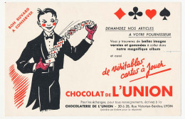 Buvard 20.9 X 13.5 Chocolat De L'UNION Lyon Rhône Cartes à Jouer Prestidigitateur - Kakao & Schokolade