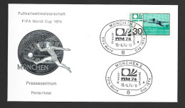 West Germany Soccer World Cup 1974 30 Pf Single FU On Illustrated Cover , Special Munich 10/6/74 Cancel - 1974 – Allemagne Fédérale