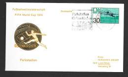 West Germany Soccer World Cup 1974 30 Pf FU On Illustrated Cover , Special Gelsenkirchen Stadium Cancel 15/6/74 - 1974 – Germania Ovest