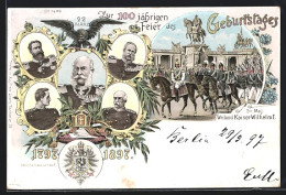 Lithographie Berlin, 100 Jährige Feier Des Geburtstages Sr. Maj. Weiland Kaiser Wilhelm I. 1797-1897, Nationaldenkmal  - Mitte