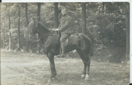 MILITARIA - CARTE PHOTO - Militaire à Cheval - Personnages