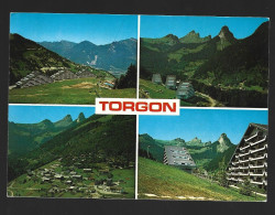 Torgon Multi Vues Photo Carte Helvetia Suisse Schweiz Switserland Htje - Andere & Zonder Classificatie