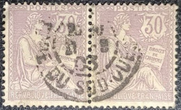 N°128 Paire. Mouchon 30c Violet. Cachet Du 21 Septembre 1903 à Gare Du Sud-Ouest - 1900-02 Mouchon