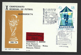 West Germany Soccer World Cup 1974 Uruguay 1000p Ex Miniature Sheet On Cacheted FDC , Individually Numbered - 1974 – West Germany