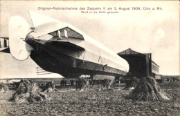 CPA Zeppelin II Am 5. August 1909 In Köln, Luftschiff Wird In Die Halle Gebracht - Otros & Sin Clasificación